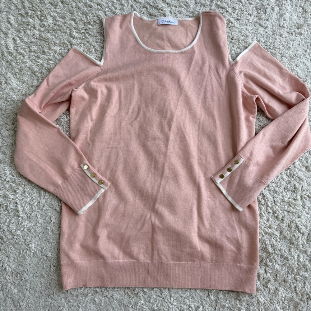 Women's Calvin Klein Sweater Size M Pink Cold Shoulder